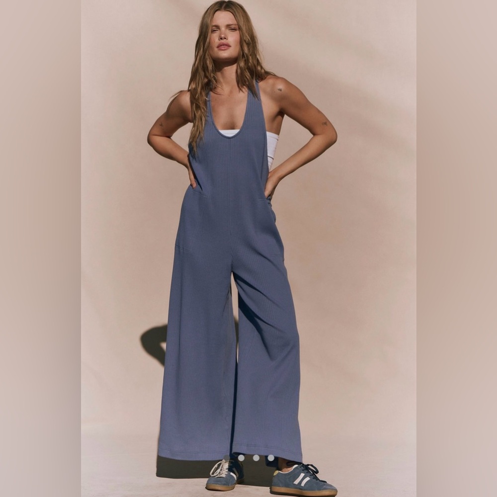 Free People Zena One-Piece Jumpsuit XS Rainfall Blue NWOT